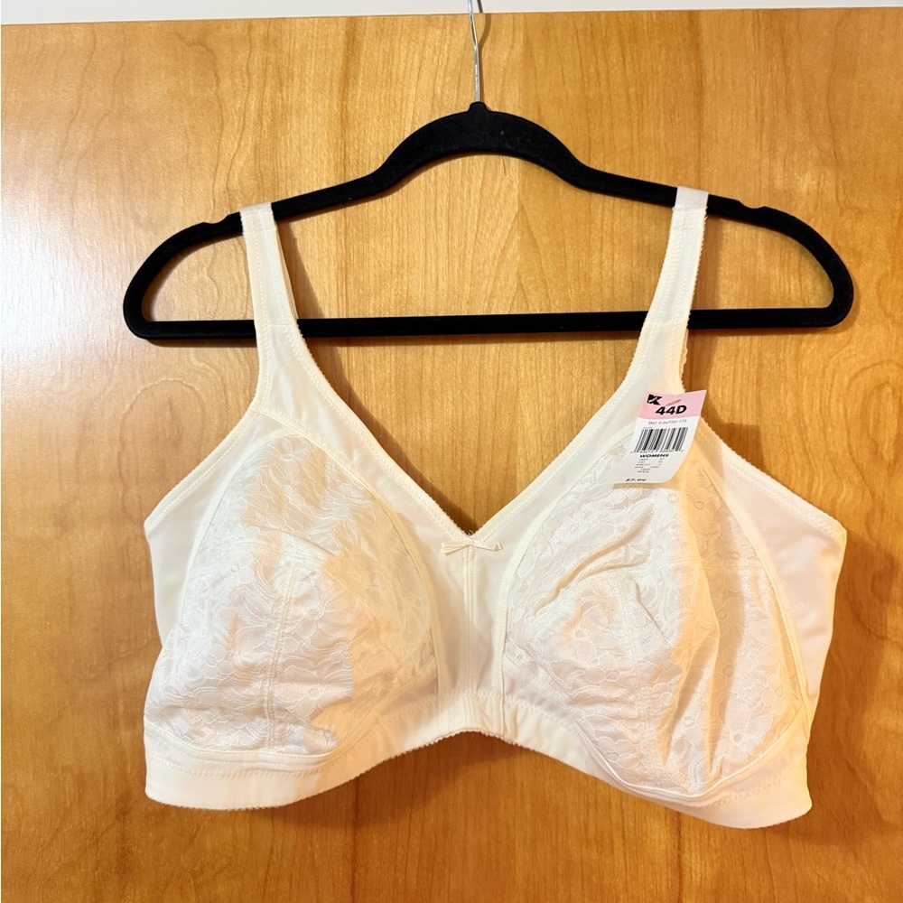 K-Mart Floral Lace Bra No Wire Kmart Pink NWT Women’s Size 44D Vintage #1